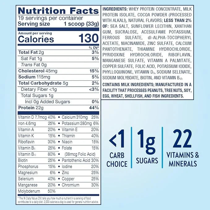 Glucerna Hunger Smart Powder, Diabetic Drink to Support Blood Sugar Management, 22g Protein, 130 Calories, Classic Chocola...