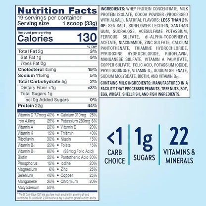 Glucerna Hunger Smart Powder, Diabetic Drink to Support Blood Sugar Management, 22g Protein, 130 Calories, Classic Chocola...