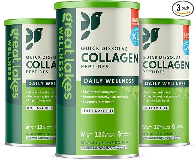 Great Lakes Wellness Collagen Peptides Powder 16 oz 3 Pack
