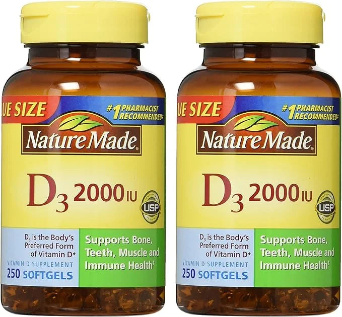 Nature Made, Vitamin D3 2,000 I.U. 250-Count (Pack 2)