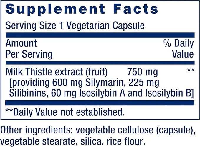 Life Extension Milk Thistle, silymarin, silibinins, 60 capsules