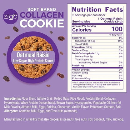 321glo Collagen Protein Cookies, Soft-Baked Cookies, Low Carb and Keto Friendly Treats for Women, Men, and Kids, 12-PACK (...