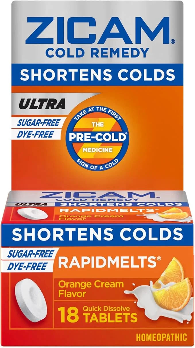 Zicam Ultra Cold Remedy Zinc Rapidmelts, Orange Cream Flavor, Homeopathic, Cold Shortening Medicine, Shortens Cold Duratio...