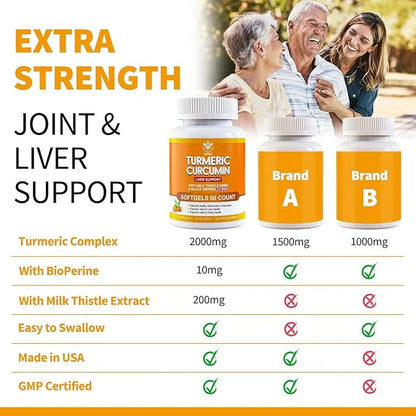 5 in 1 Turmeric Curcumin Softgels 2000mg with 95% Curcuminoids