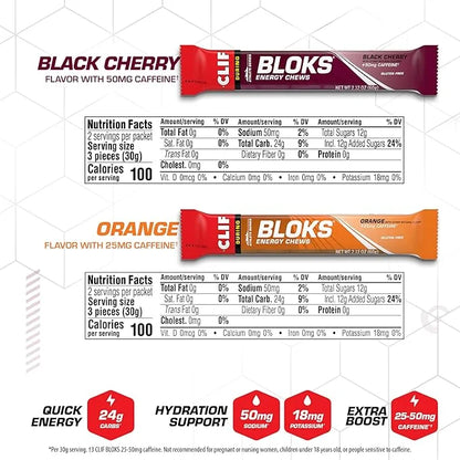 CLIF BLOKS - Energy Chews with Caffeine - Variety Pack - Non-GMO - Plant Based - Fast Fuel for Cycling and Running - Quick...