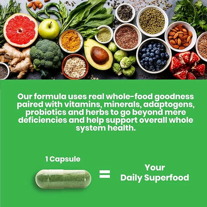 Paradise Herbs Earth's Blend Once Daily Multivitamin for Men, No Iron, 48 Organic Superfoods, Probiotics, Antioxidants, Vi...