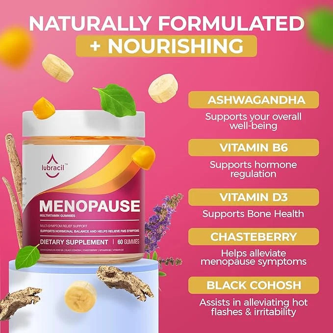 Lubracil Menopause Gummies for Women - Menopausal Supplements for Hot Flashes, Night Sweats, Mood Swings and Hormonal Bala...