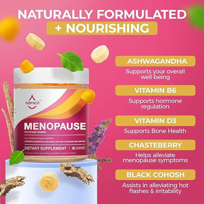 Lubracil Menopause Gummies for Women - Menopausal Supplements for Hot Flashes, Night Sweats, Mood Swings and Hormonal Bala...