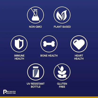 Premier Research Labs: Vitamin D3 + K2 Supplements 5000 IU 30 Plant-Source