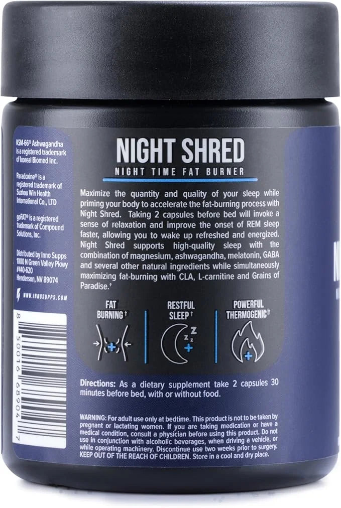 Night Shred Fat Burner and Natural 5-HTP, CLA, (60 Vegetarian