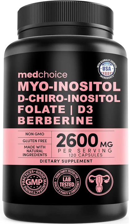 4-in-1 Inositol Supplement & Hormone Support for Women - 40:1 Myo-Inositol and D-Chiro Inositol Ovarian Support Capsules f...