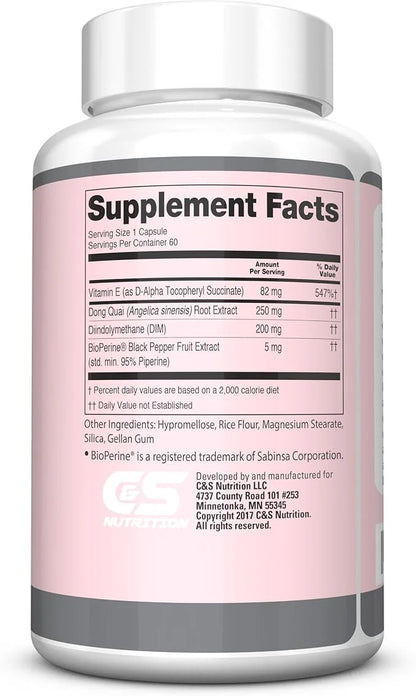 Re+Gen Nutrition Women's Hormone Balance Support, Supplement with Vitamin E, Dong Quai, and DIM 200mg with BioPerine, PMS,...