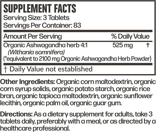 Futurebiotics Certified Organic Ashwagandha Stress Mood 250 Organic