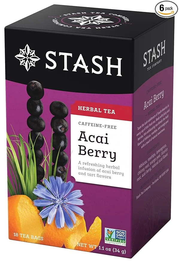Stash Tea Acai Berry Herbal Tea - Naturally Caffeine Free, Non-GMO Project Verified Premium Tea with No Artificial Ingredi...