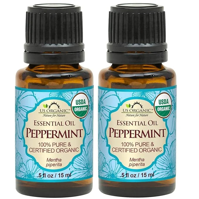 US Organic 100% Pure Peppermint Essential Oil - USDA Certified Organic - 15 ml Pack of 2 - w/Improved caps and droppers (M...
