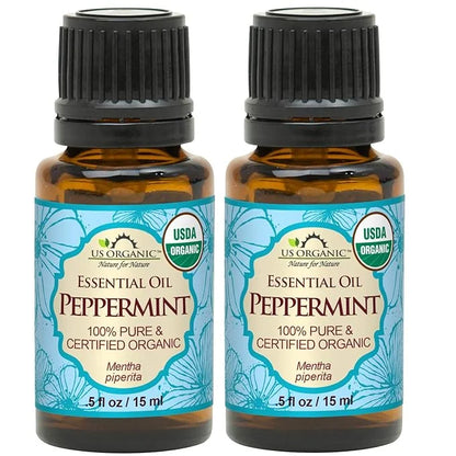 US Organic 100% Pure Peppermint Essential Oil - USDA Certified Organic - 15 ml Pack of 2 - w/Improved caps and droppers (M...