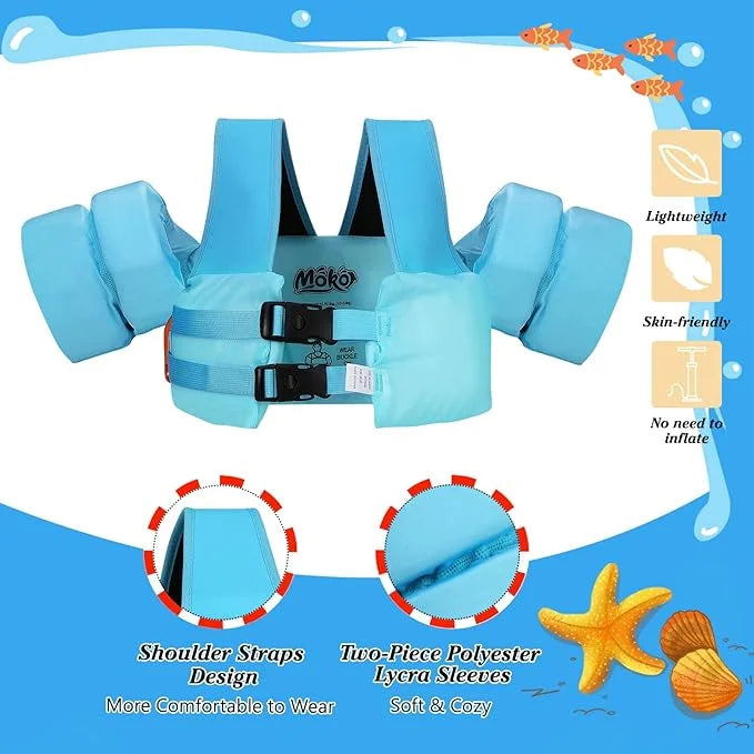 Moko Toddler Swim Vest for Kids, 20-50 lbs/22-66 lbs Clearance Swim Arm Band Cartoon Swimming Wings Pool Float Vests Sleev...