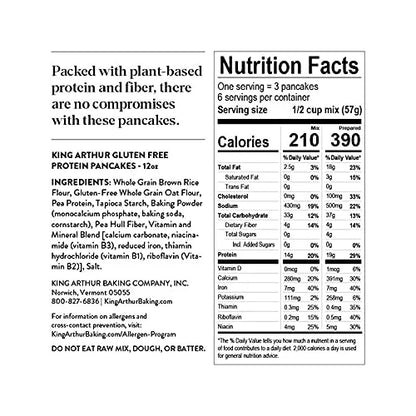 King Arthur Flour Gluten Free Protein Pancake Mix, Non-GMO Project Verified, No Sugar Added, Non-Dairy, 12 Oz (Pack of 5) ...