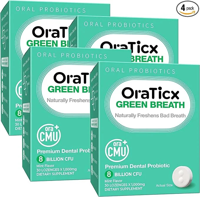 Oral Probiotics Green Breath, Freshen Bad Breath, Dental Probiotic Supplement for Oral Health, 8 Billion CFU, Mint Flavor ...