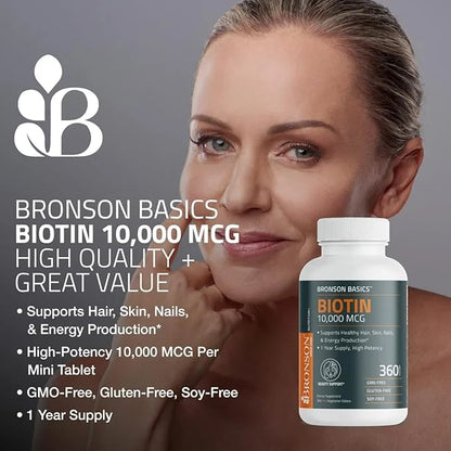 Bronson Biotin 10,000 MCG Supports Healthy 360 Vegetarian