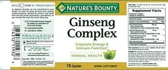 Nature's Bounty Ginseng Complex Plus Royal 75 ea 6)