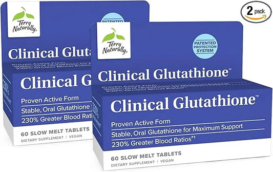Terry Naturally Clinical Glutathione - 60 Slow Melt Tablets, Pack of 2 - Stable 300 mg L-Glutathione Supplement - Non-GMO,...