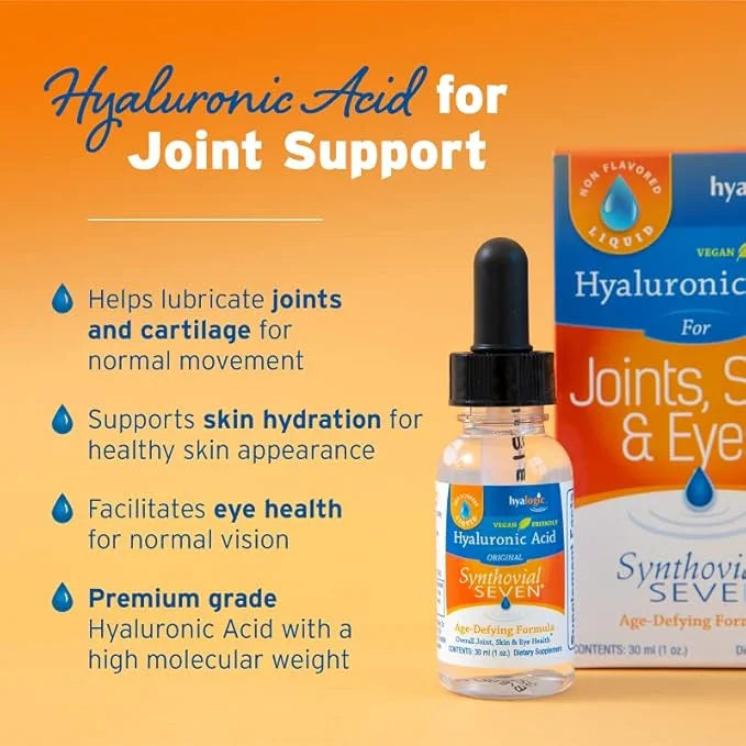 Hyalogic Synthovial Seven - Oral Hyaluronic Acid Supplement 1oz - Liquid HA Supports Skin, Joint, Eye, and Lip Hydration -...