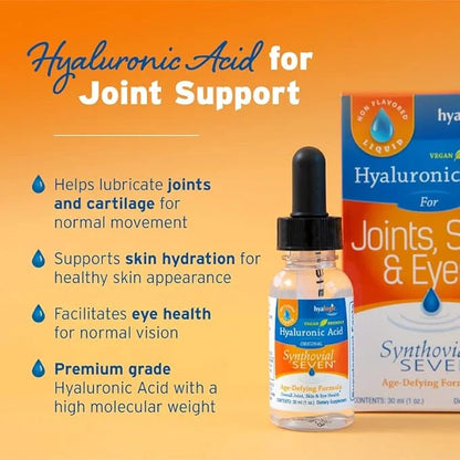 Hyalogic Synthovial Seven - Oral Hyaluronic Acid Supplement 1oz - Liquid HA Supports Skin, Joint, Eye, and Lip Hydration -...