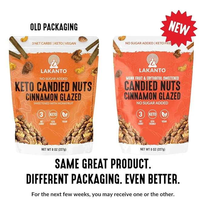 Lakanto Candied Nuts Cinnamon Glazed - No Sugar Added, Sweetened with Monk Fruit, 3 Net Carbs, Keto Diet Friendly, Vegan, ...
