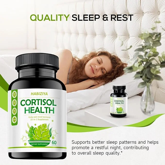 Cortisol Support Supplement with Magnesium Glycinate, L-Theanine, Ashwagandha, Phosphatidylserine,Rhodiola Rosea 15-in-1 H...