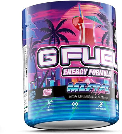 G Fuel Miami Nights Energy Drink Powder, Pre Workout Caffeine Mix for Gaming, Sugar Free Focus Amino, Vitamin + Antioxidan...