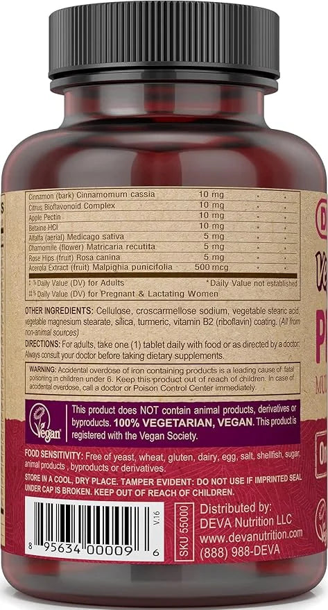 DEVA Vegan Vitamins Prenatal Multivitamin & Mineral 90 Vegetarian 2