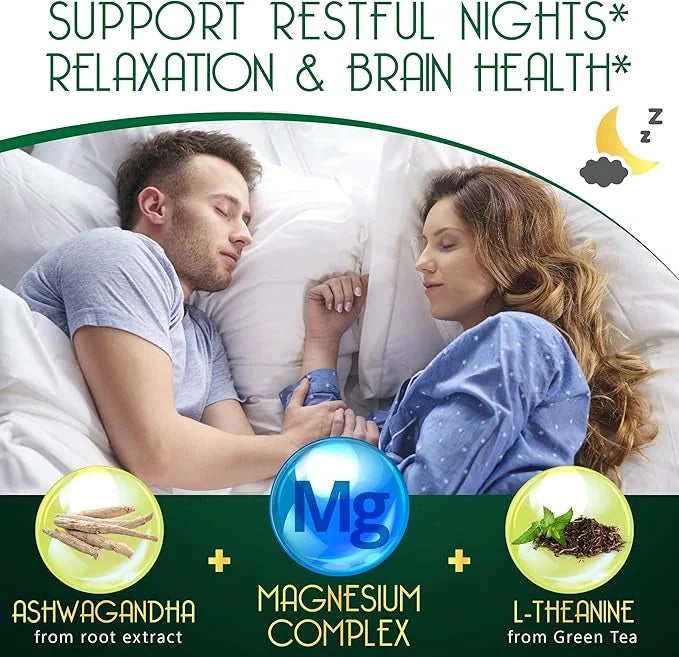 Relaxation & Restful Night with Magnesium D3, Ashwagandha 120 Vegan