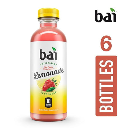 Bai Flavored Water, São Paulo Strawberry Lemonade, Antioxidant Infused Drinks, 18 Fluid Ounce Bottles, 6 Count - Product I...