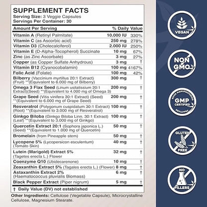 Lutein and Zeaxanthin Supplements 3, Resveratrol,