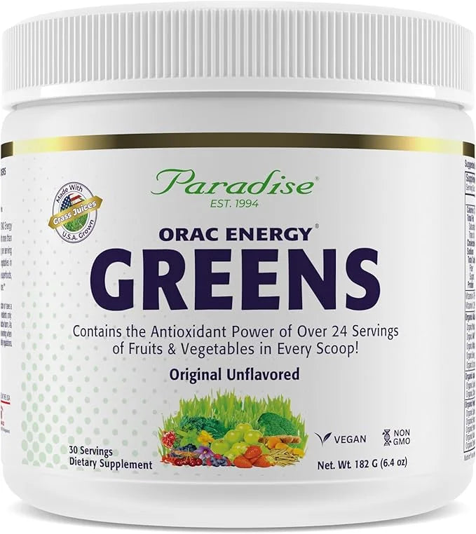 Paradise, ORAC Energy Greens Powder Extract, Super Antioxidants, Probiotics for Gut Health & Digestion, Vitamin C for Immu...