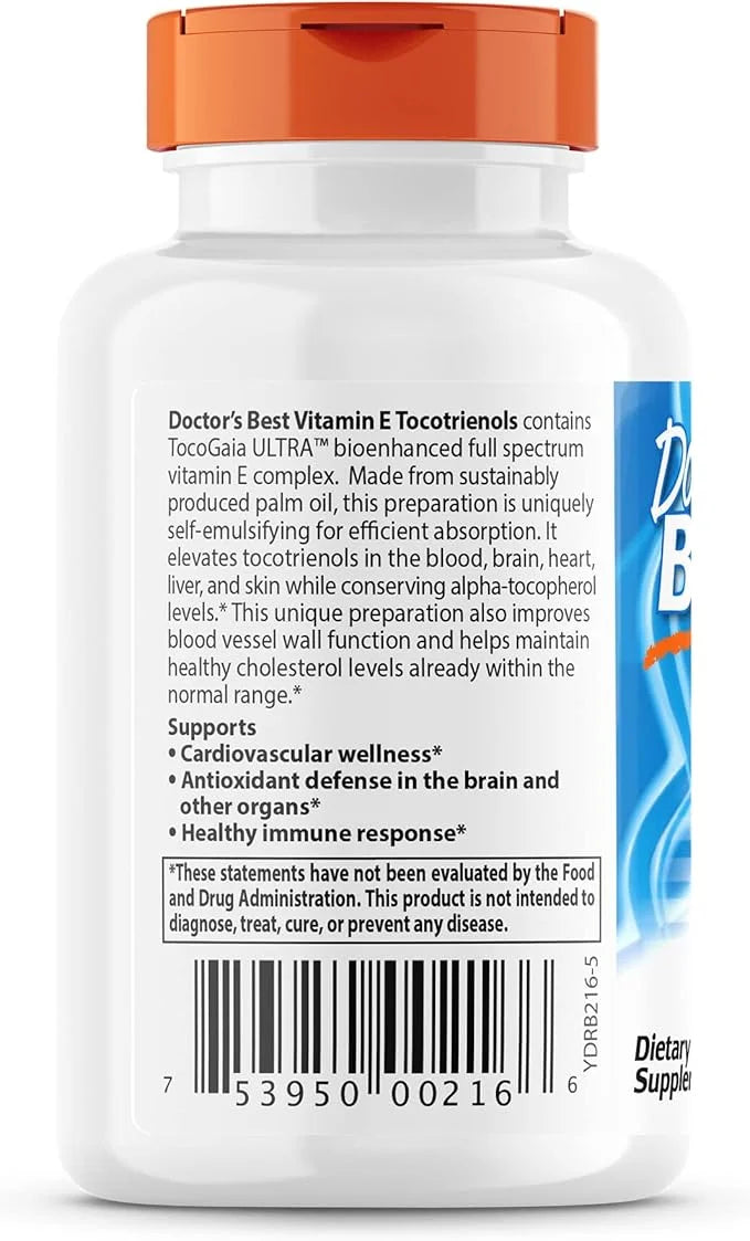 Doctor's Best Vitamin E Tocotrienols contains 60 Count