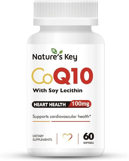 Nature's Key CoQ10 200mg Softgels 3X Better Q10 for 50mg Soy 1 Month Supply(60 Counts)