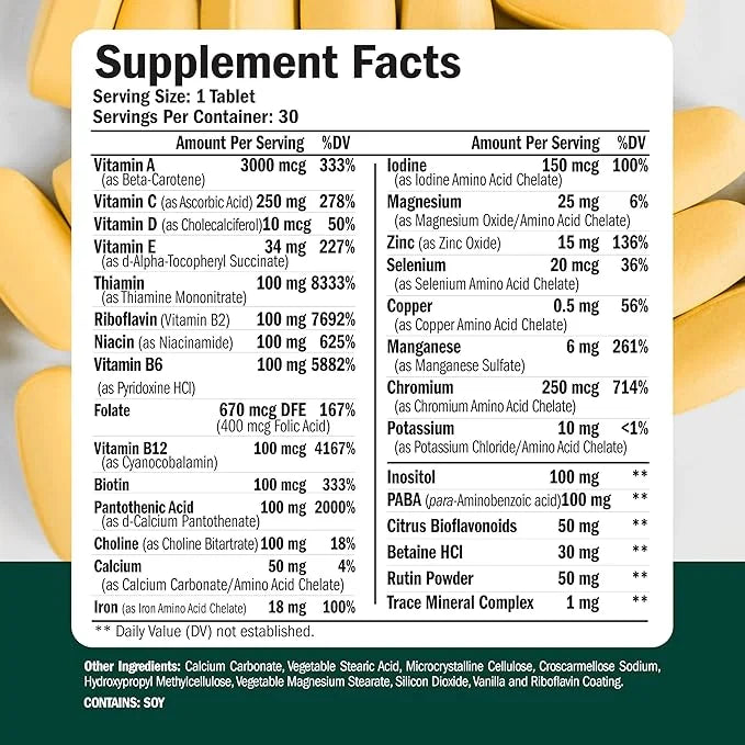 Multivitamin for Men - Daily Mens Multivitamins & Multiminerals with Vitamin A, C, D, E, B12, Zinc & Iron. Essential Vitam...