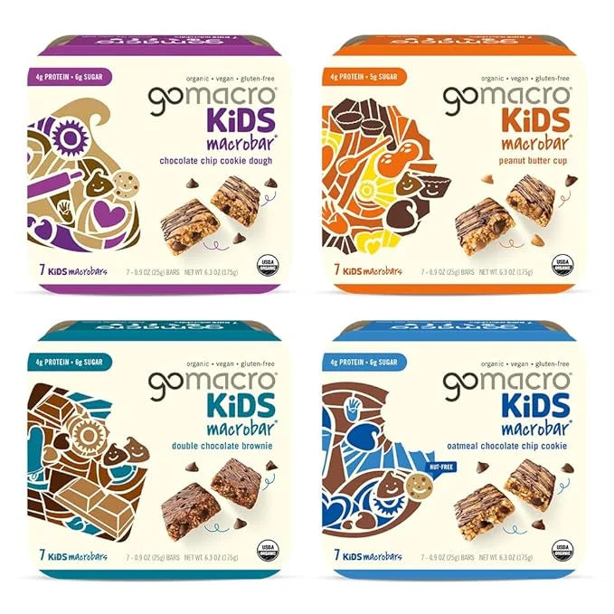 GoMacro Kids MacroBar – 4 Flavor Assortment - (0.90 Ounce Bars, 28 Count) - Product Image