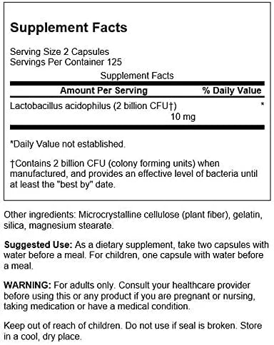 Swanson Lactobacillus Acidophilus 1 Billion (250 Capsules) 2 Pack