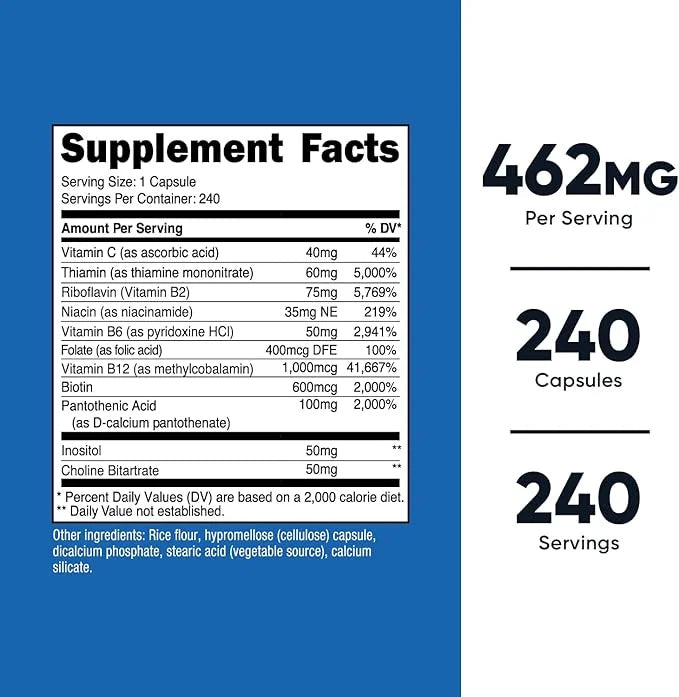 Nutricost Vitamin B Complex 460mg, 240 Capsules
