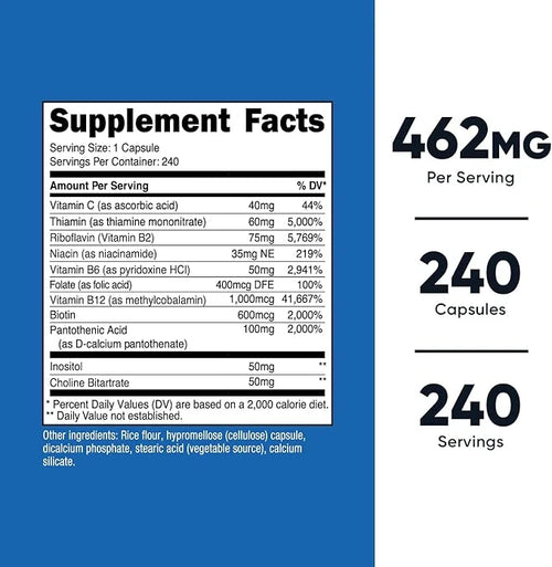 Nutricost Vitamin B Complex 460mg, 240 Capsules