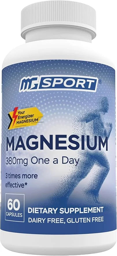 Magnesium Supplement Complex MGSPORT- High Absorption with Vitamins B6, D, E - Relieves Leg Cramps & Muscle Support - 60 S...