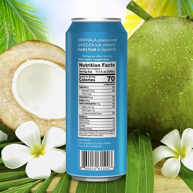 Sriphala Mineral Rich Nutritious Coconut Water Organic – with Fulvic Acid + Electrolyte Water – Non-GMO, Keto, Gluten-Free...