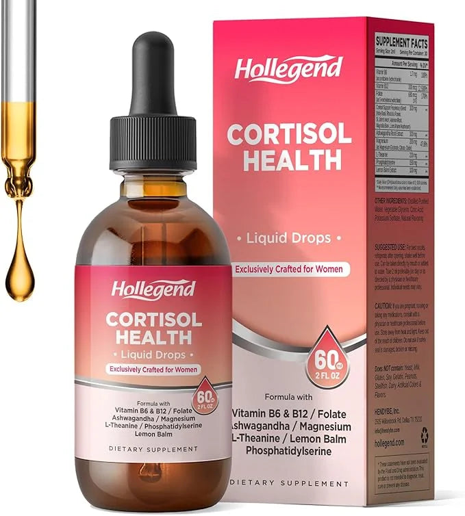 Cortisol Supplement Liquid Drops, Lower Cortisol Supplements for Women, 16 in 1 Cortisol Reducer w. Ashwagandha, Magnesium...
