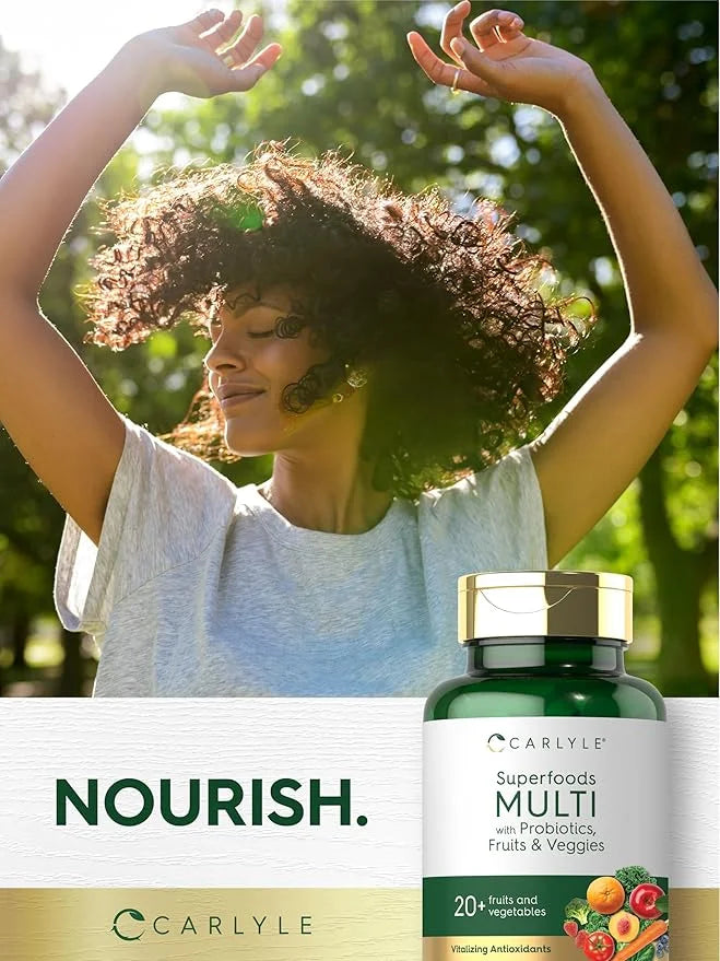 Carlyle Fruits and Veggies Supplement | 120 Count | Superfood Multivitamin with Probiotics | Made with 20 Fruits and Veget...