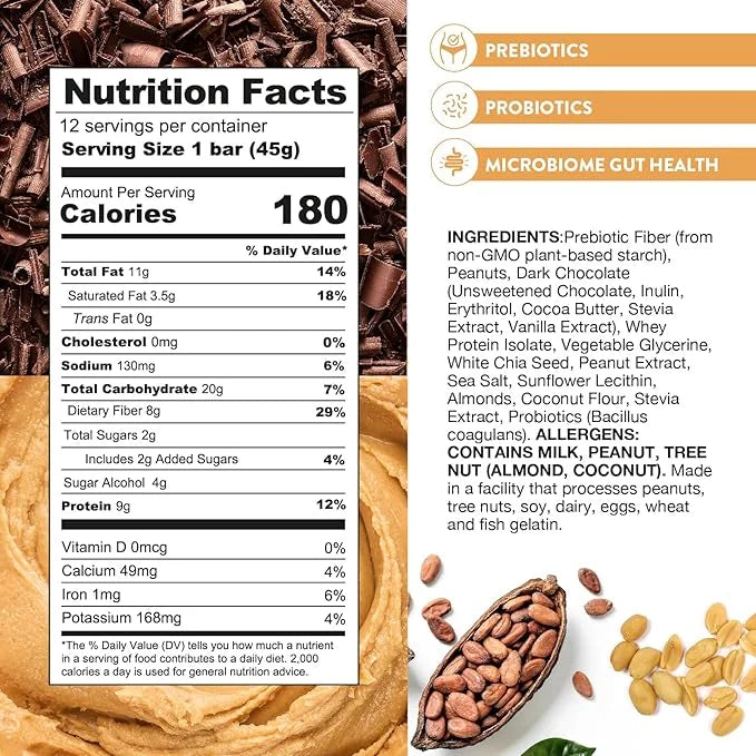 Truth Bar Prebiotic & Probiotic Keto Snack Vegan Bars with Omega-3's - Synbiotic High Fiber Snacks - Low Sugar, Kosher, Gl...