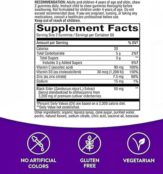 Nature's Way Sambucus Elderberry with Vitamin 120 Gummies-nalkotSumplimentsGuide