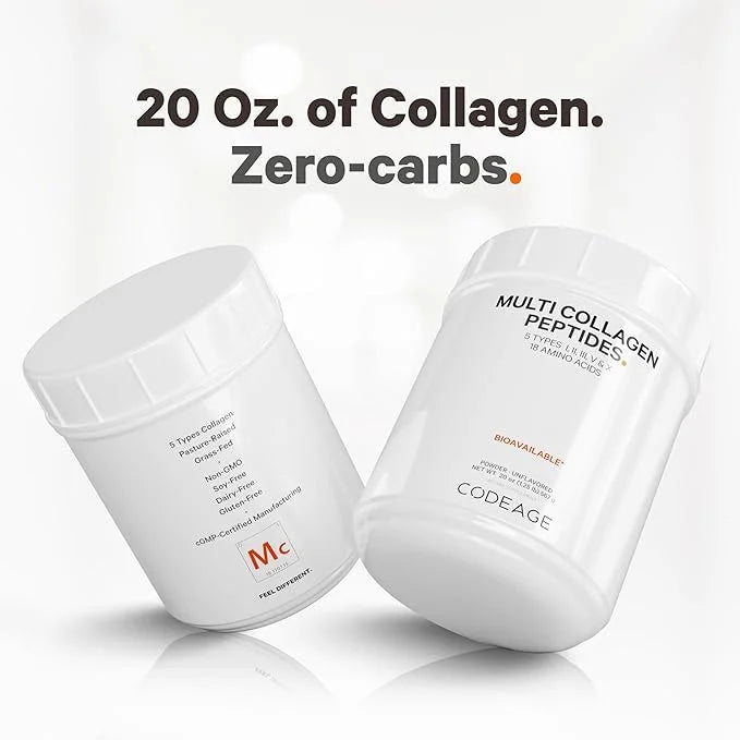 Codeage Multi Collagen Protein Powder Peptides, 2-Month Supply, Hydrolyzed, Type I, II, III, V, X Grass Fed All in One Sup...